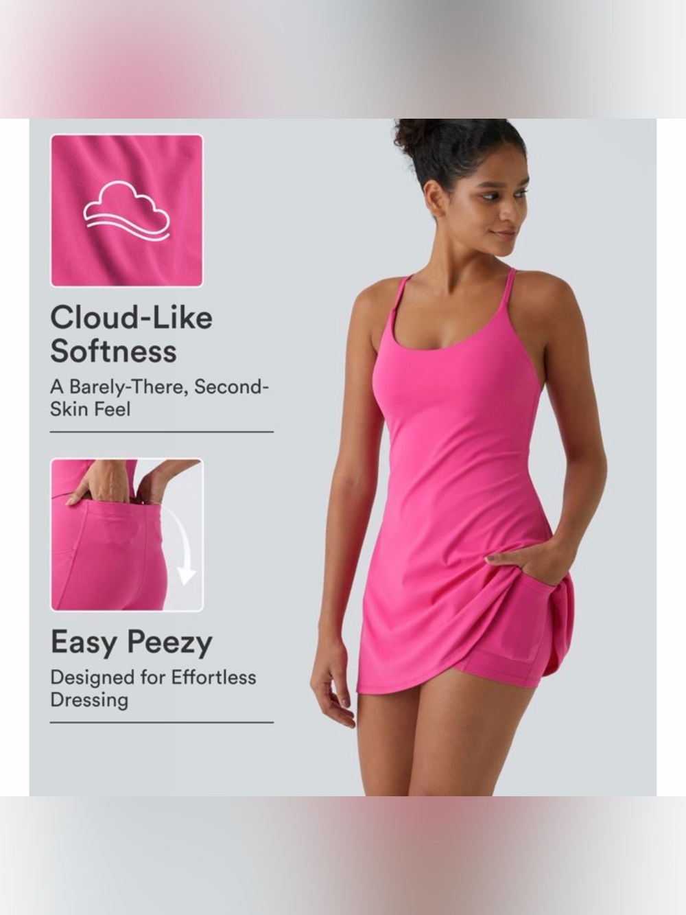 NWT Halara SoftlyZero Backless Active Dress with Shorts Pink M
